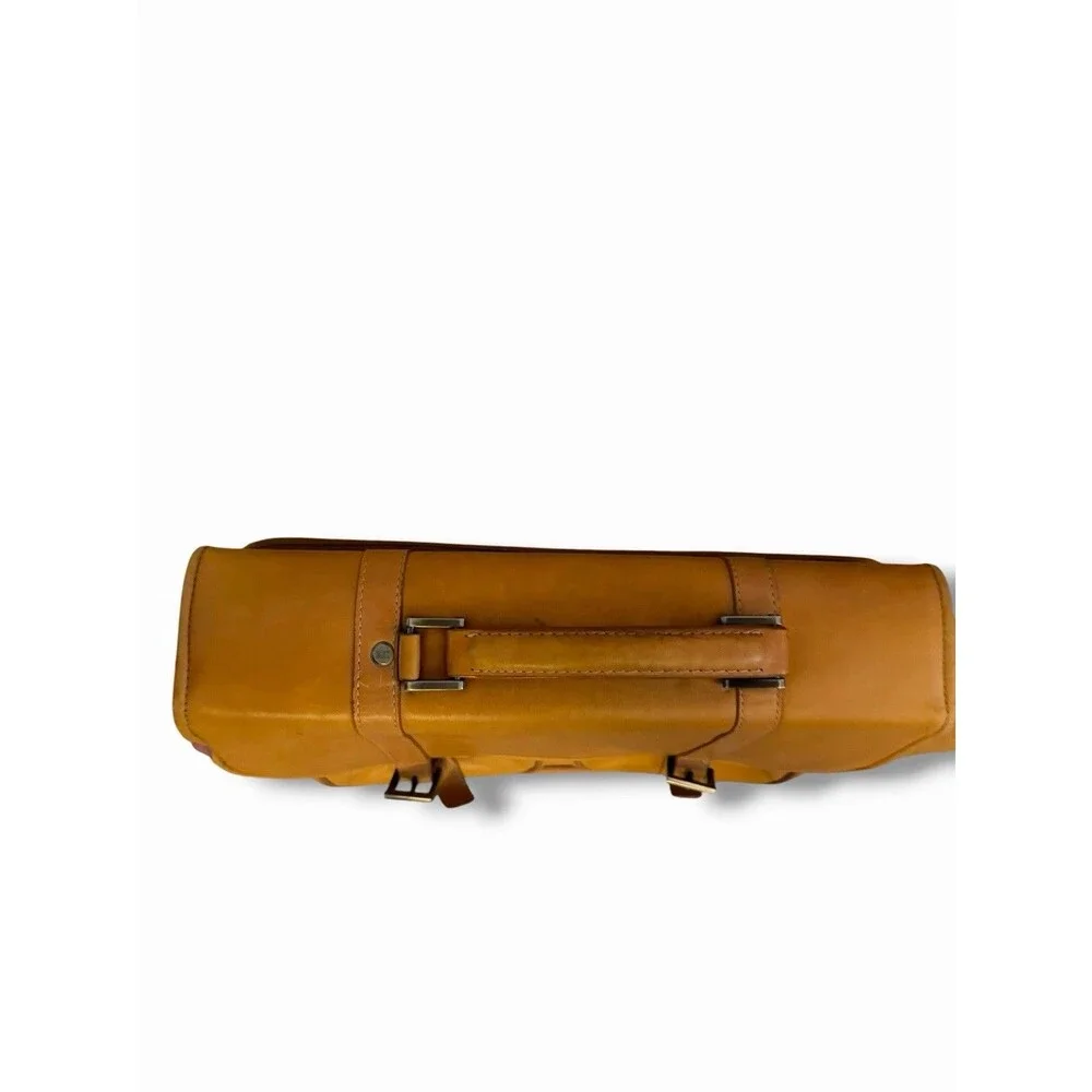 KENNETH COLE New York Tan Leather Messenger Laptop Travel Shoulder Bag Brief Vtg